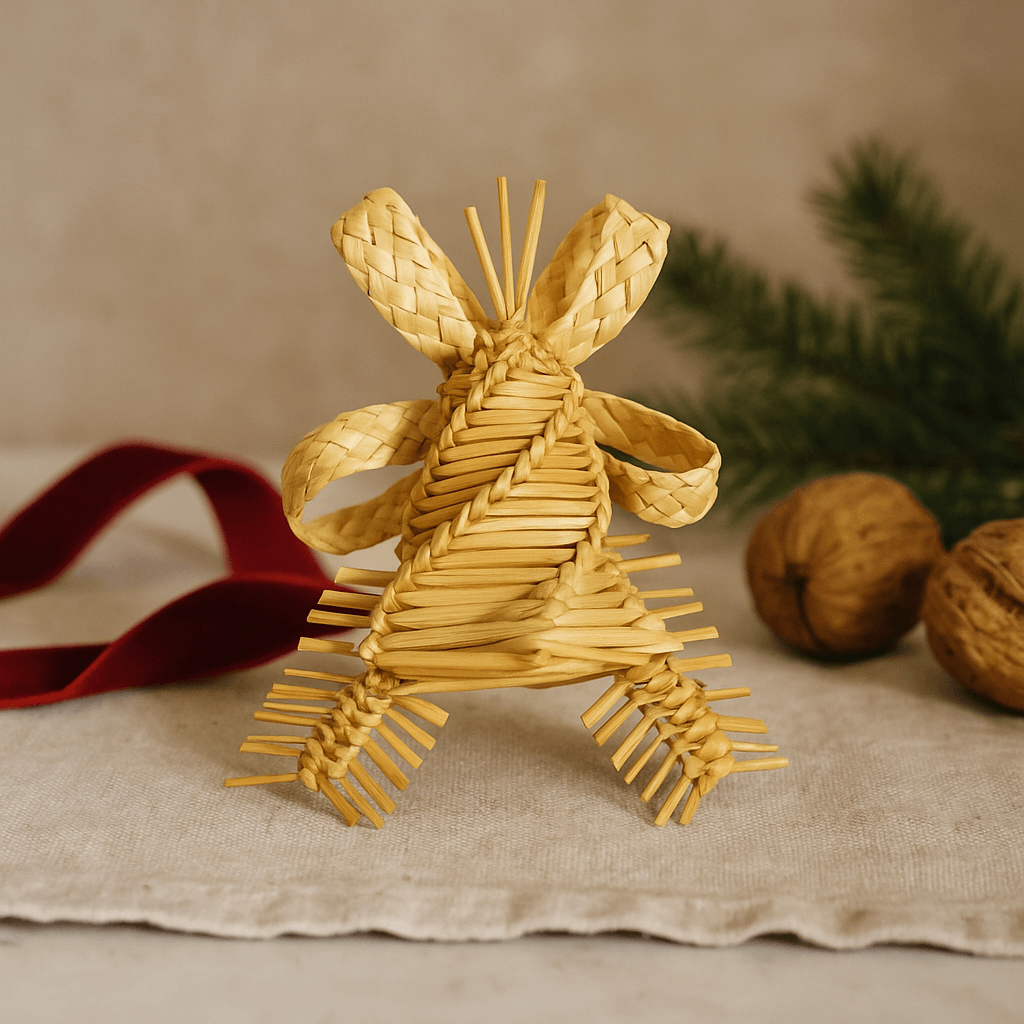 Straw Bell with Bow Decoration