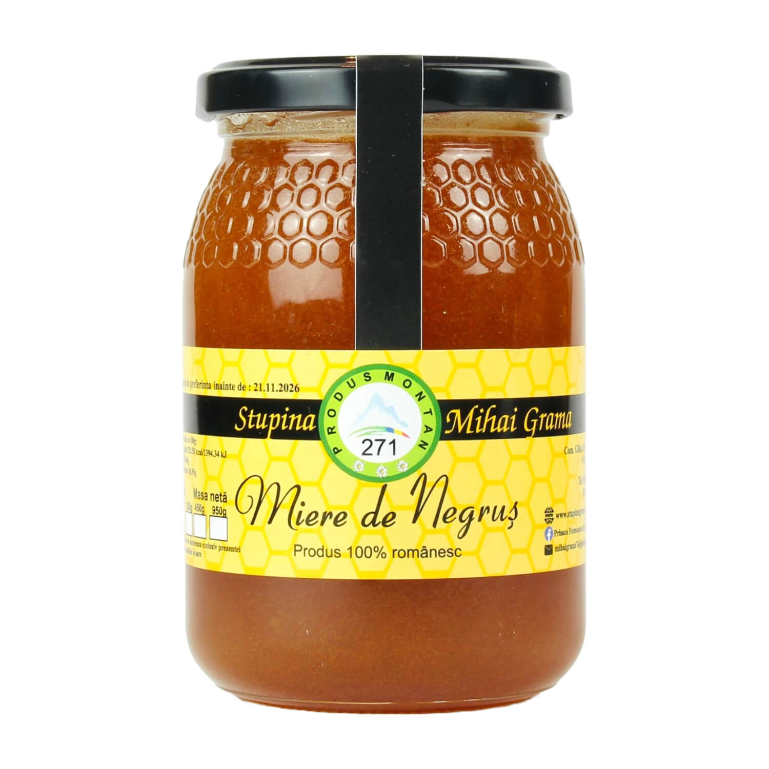 Miere de Iarbă Neagră/ Negruș 250g/ 450g – de mână eu