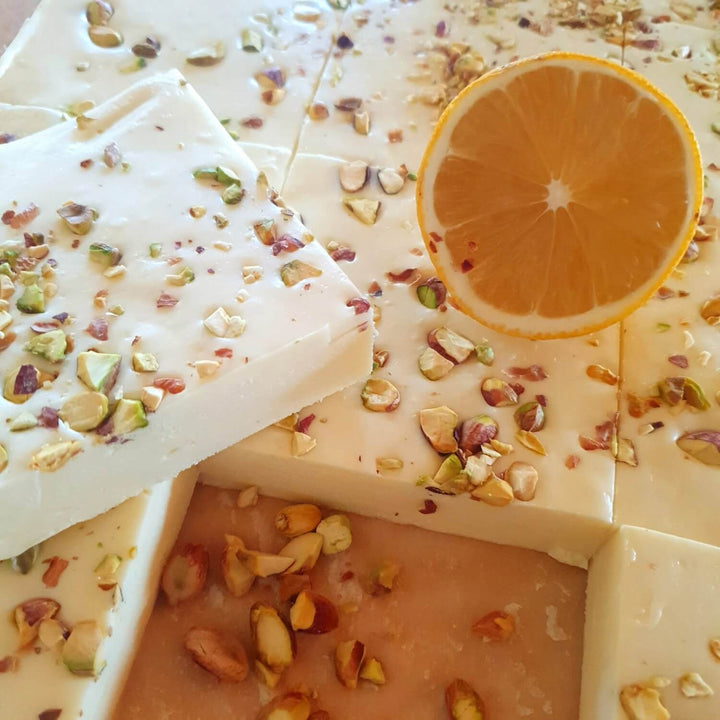 Homemade White Chocolate with Lemon & Pistachios