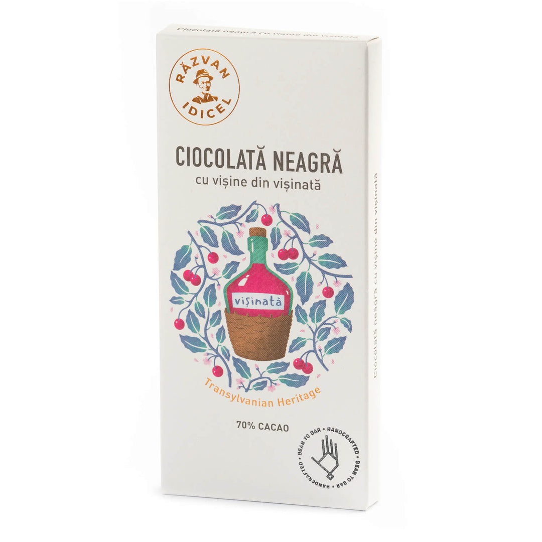 Dark Chocolate with Cherries & 'Vișinată' 80g - De Mana